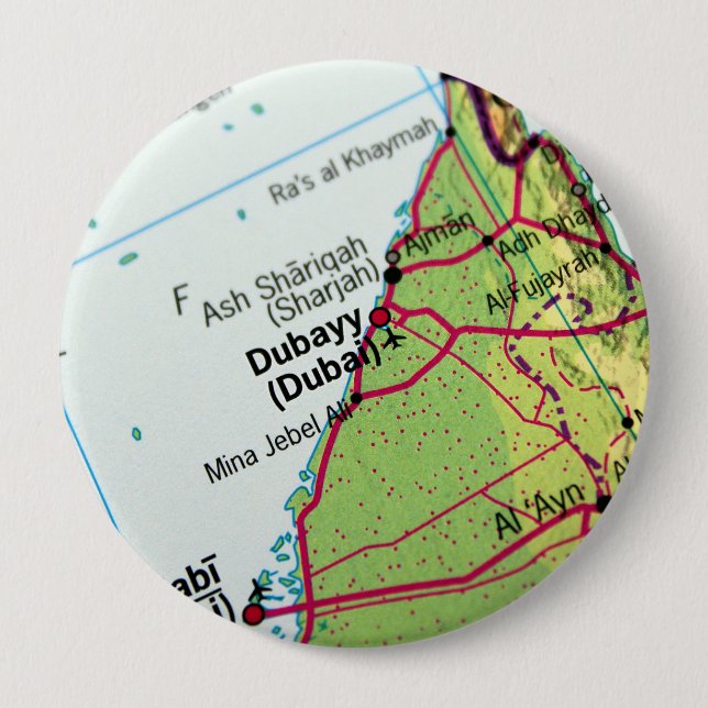 Dubai City Map 10 Cm Round Badge (Front)
