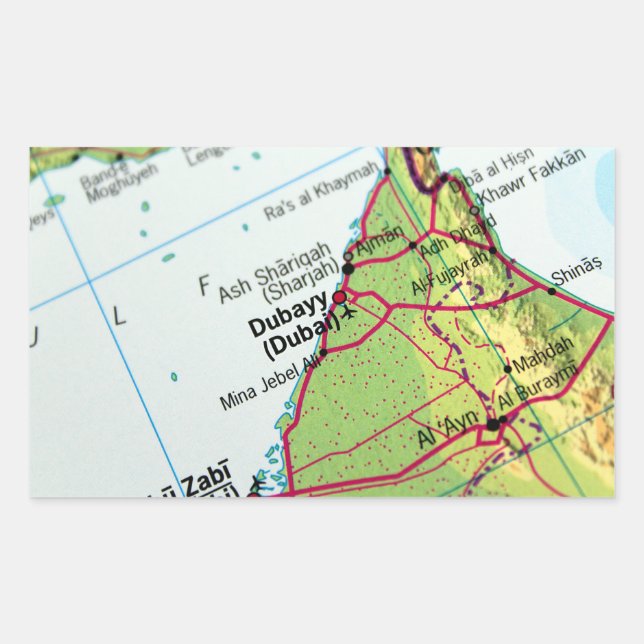 Dubai City Map Rectangular Sticker (Front)