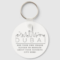 Dubai City Stylised Skyline Custom Slogan Keychain