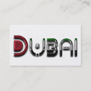Dubai City UAE Flag Colours Typography Business Card