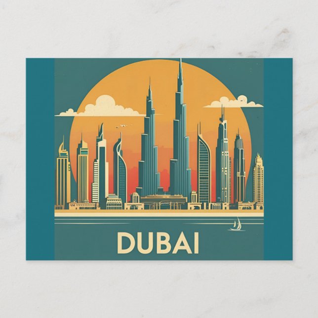 Dubai Coast Vintage Travel Postcard (Front)