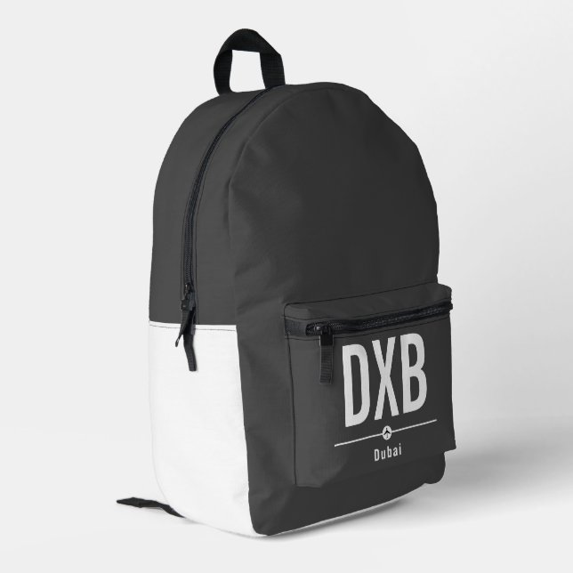 Dubai DXB Airport Code - Aviation Printed Backpack (Back Corner Left)