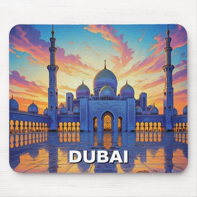 Dubai Grand Mosque UAE Sunset Mouse Pad (Front)