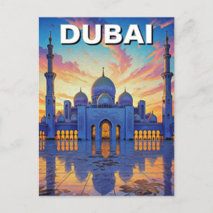 Dubai Grand Mosque UAE Sunset Postcard