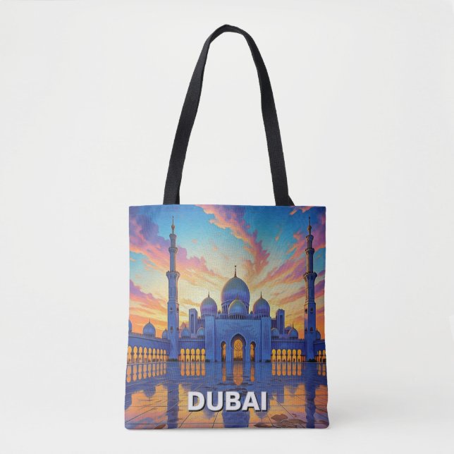 Dubai Grand Mosque UAE Sunset Tote Bag (Front)