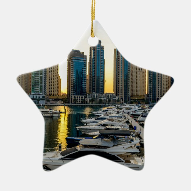Dubai High-rise Buildings of Dubai Ceramic Tree Decoration (Front)