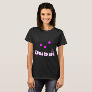 Dubai Love Hearts Pink And White Faded Letters T-Shirt