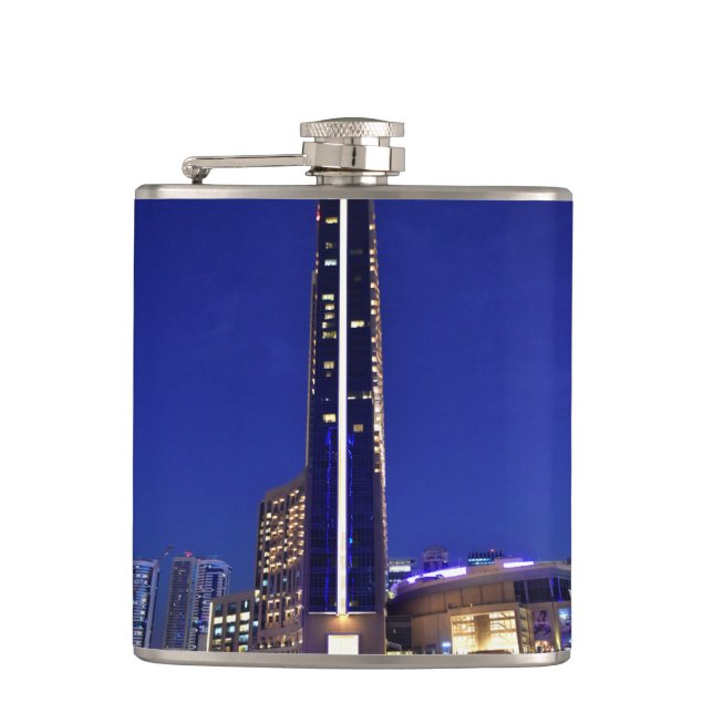 Dubai Marina architecture at night Hip Flask (Front)
