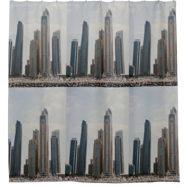 Dubai Marina architecture Shower Curtain (Front)