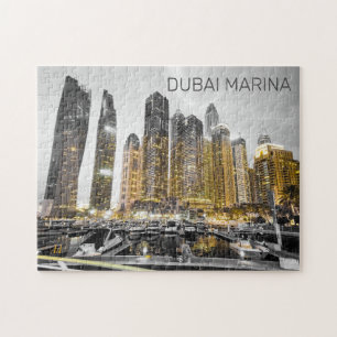 Dubai Marina City UAE Skyline Vintage Panorama Jigsaw Puzzle