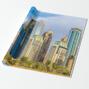 Dubai modern skyscrapers Corniche Wrapping Paper
