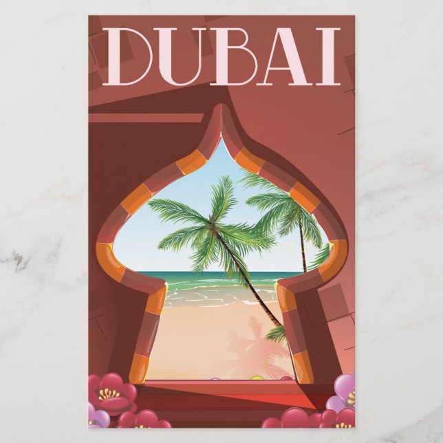 Dubai Palace Travel poster Stationery (Front)