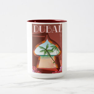 Dubai Palace Travel poster Two-Tone Coffee Mug