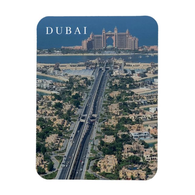 Dubai Palm panoramic view fridge magnet (Vertical)
