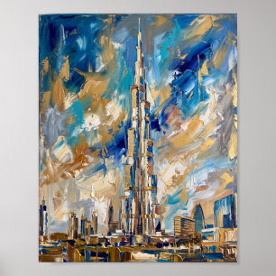 Dubai Poster Luxury Abstract Oil Painting