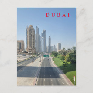 Dubai road and buildings view postcard