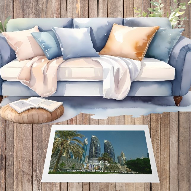 Dubai Scenery Skyscrapers blue Sky Palm Door Mat (Dubai Scenery Skyscrapers blue Sky Palm Door Mat)