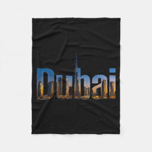Dubai skyline burj khalifa cityscape travel fleece blanket