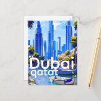 Dubai Skyline Card, Modern City Landmarks