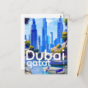 Dubai Skyline Card, Modern City Landmarks Postcard