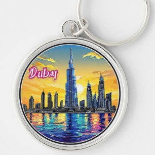  Dubai Skyline Featuring Iconic Skyscrapers Key Ring
