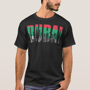 Dubai Skyline Flag Souvenir Gift UAE Pride Tee 