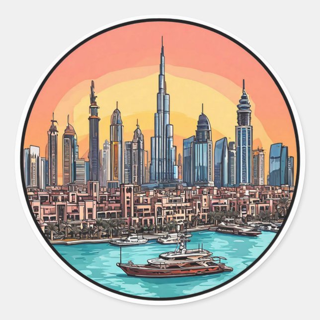 🌆 Dubai Skyline Sticker City Skyscraper Gift Art (Front)