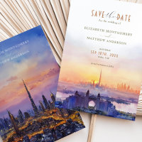 Dubai Skyline Sunset Wedding Save the Date