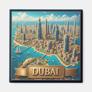 🧲 Dubai Skyline Vacation Keepsake Memory 🌇 Magnet