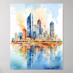 Dubai Skyline Wall Art, Modern Wall Art