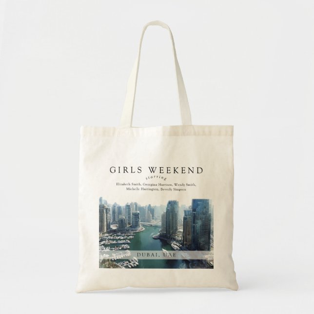 Dubai Skyline Watercolor Girls Weekend Tote Bag (Front)