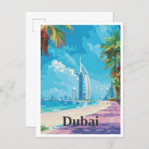 Dubai UAE Art Vintage Travel Postcard