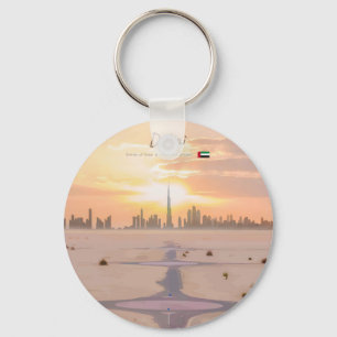 Dubai, UAE - Burj Khalifa Desert Skyline Key Ring