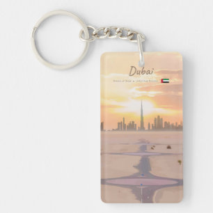 Dubai, UAE - Burj Khalifa Desert Skyline Slim Key Ring