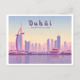 Dubai UAE Burj Khalifa Pastel Travel Design Postcard