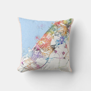 Dubai UAE City Map Cushion