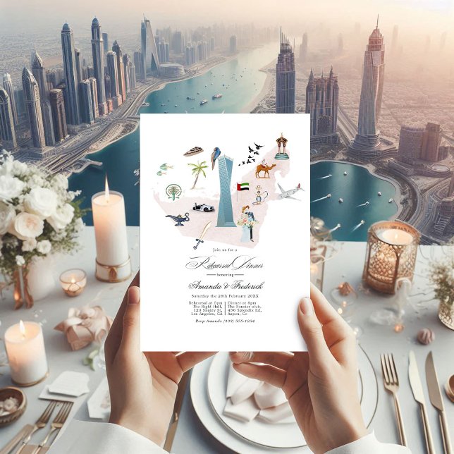 Dubai UAE Destination Wedding Rehearsal Dinner Invitation (Dubai UAE Destination Wedding Rehearsal Dinner Invitation)