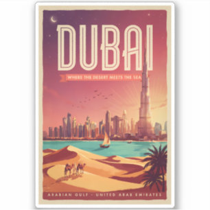 Dubai UAE Night Skyline Illustration Travel Art