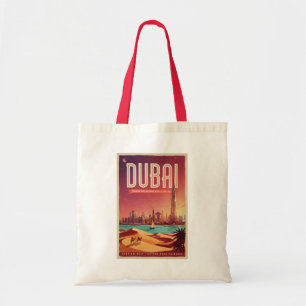 Dubai UAE Night Skyline Illustration Travel Art Tote Bag