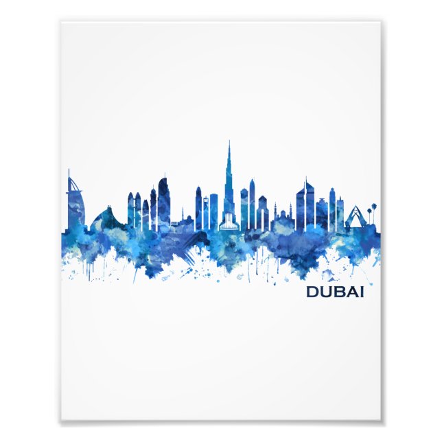 Dubai UAE Skyline Blue Photo Print (Front)