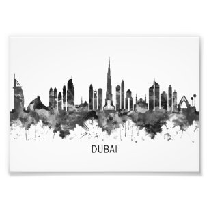 Dubai UAE Skyline BW Photo Print