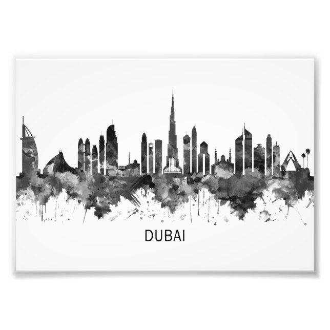 Dubai UAE Skyline BW Photo Print (Front)