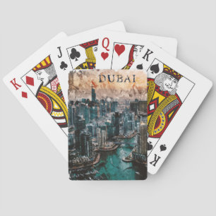 Dubai UAE Watercolor Skyline Playing Cards