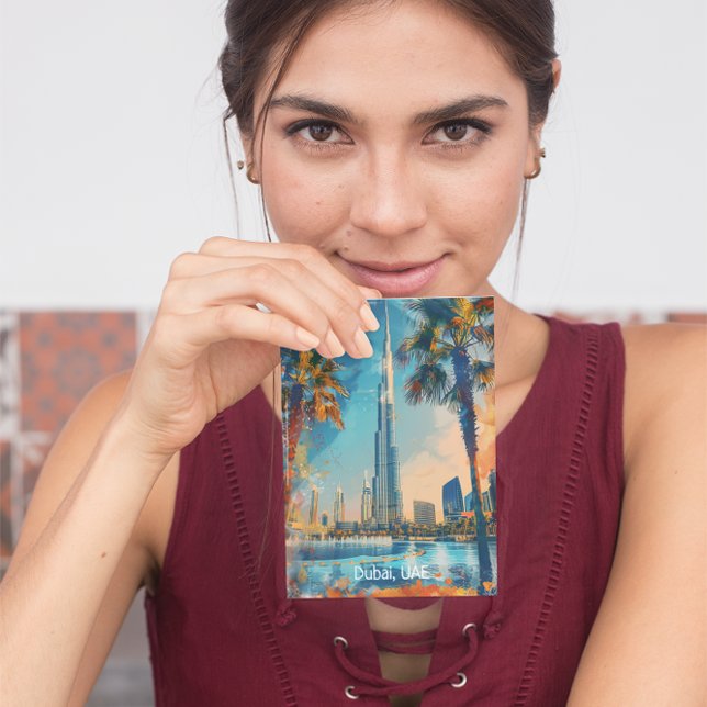 Dubai United Arab Emirates Burj Khalifa Artwork Postcard (beautiful dubai uae burj postcard)