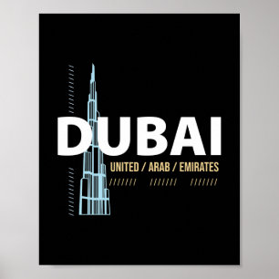 Dubai United Arab Emirates Modern Skyline Design Poster
