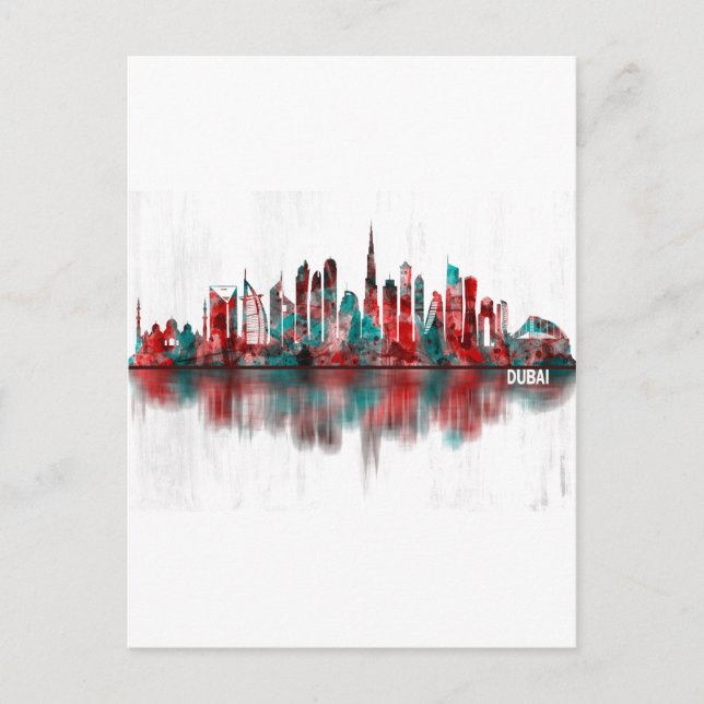 Dubai United Arab Emirates Skyline Invitation Postcard (Front)