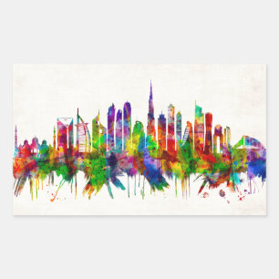 Dubai United Arab Emirates Skyline Rectangular Sticker