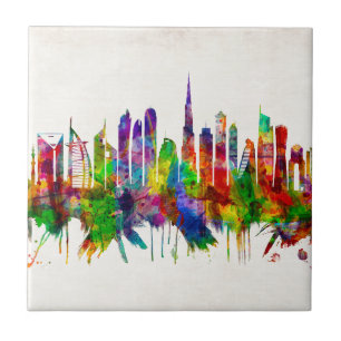 Dubai United Arab Emirates Skyline Tile