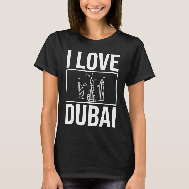 Dubai United Arab Emirates Uae City Skyline Map Tr T-Shirt (Front)