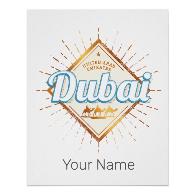 Dubai United Arab Emirates Vintage UAE Souvenir Poster (Front)